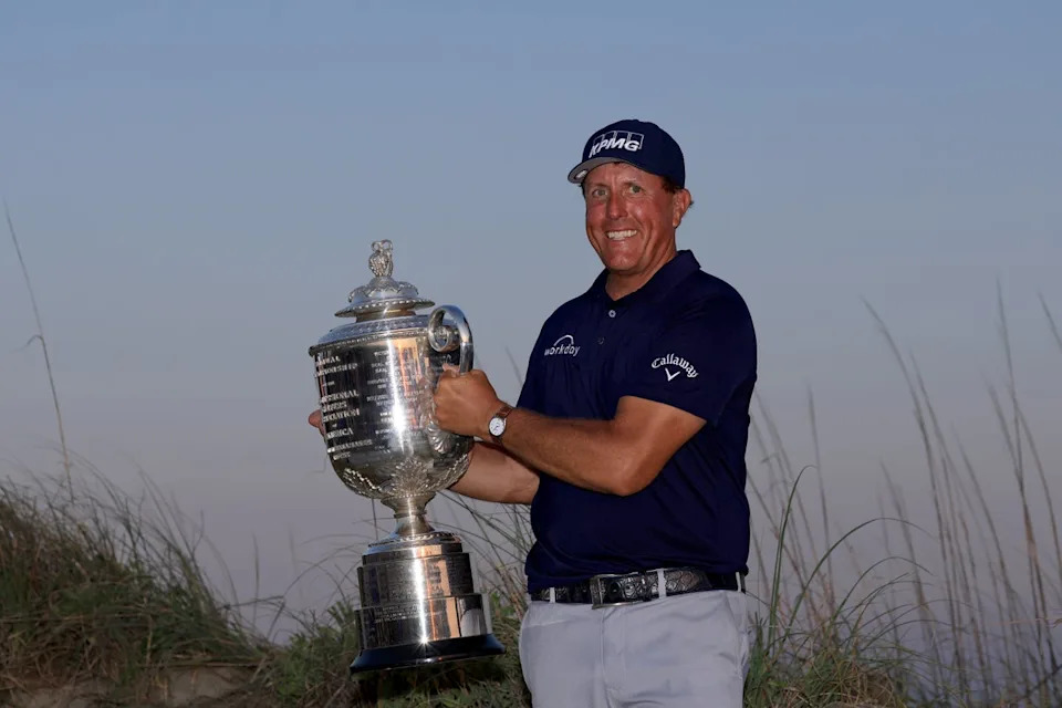 Mickelson became the oldest major champion in golf history when he won the 2021 PGA Championship (Getty)