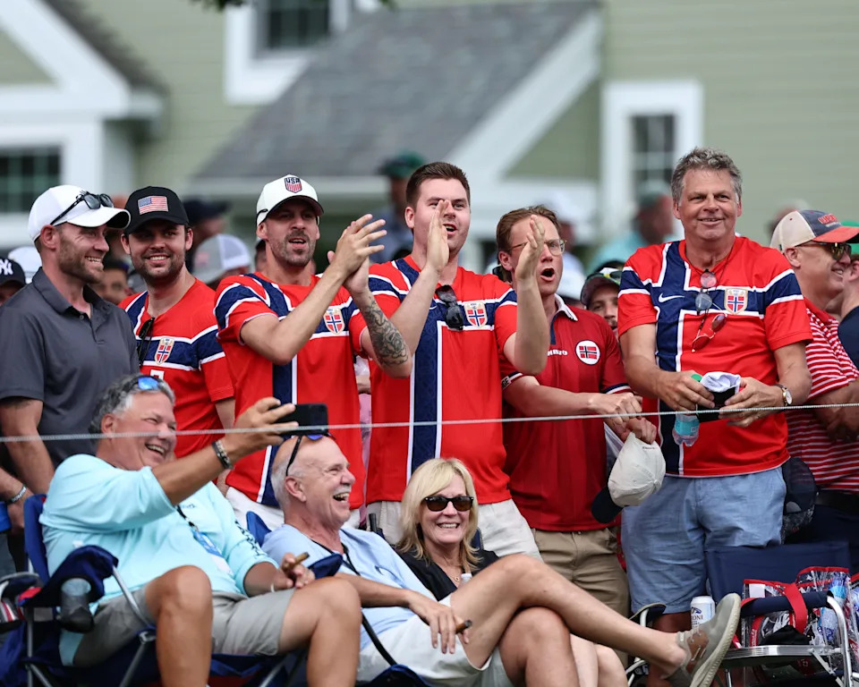 Norwegian fans cheered for Viktor Hovland on every hole Sunday at TPC River Highlands.