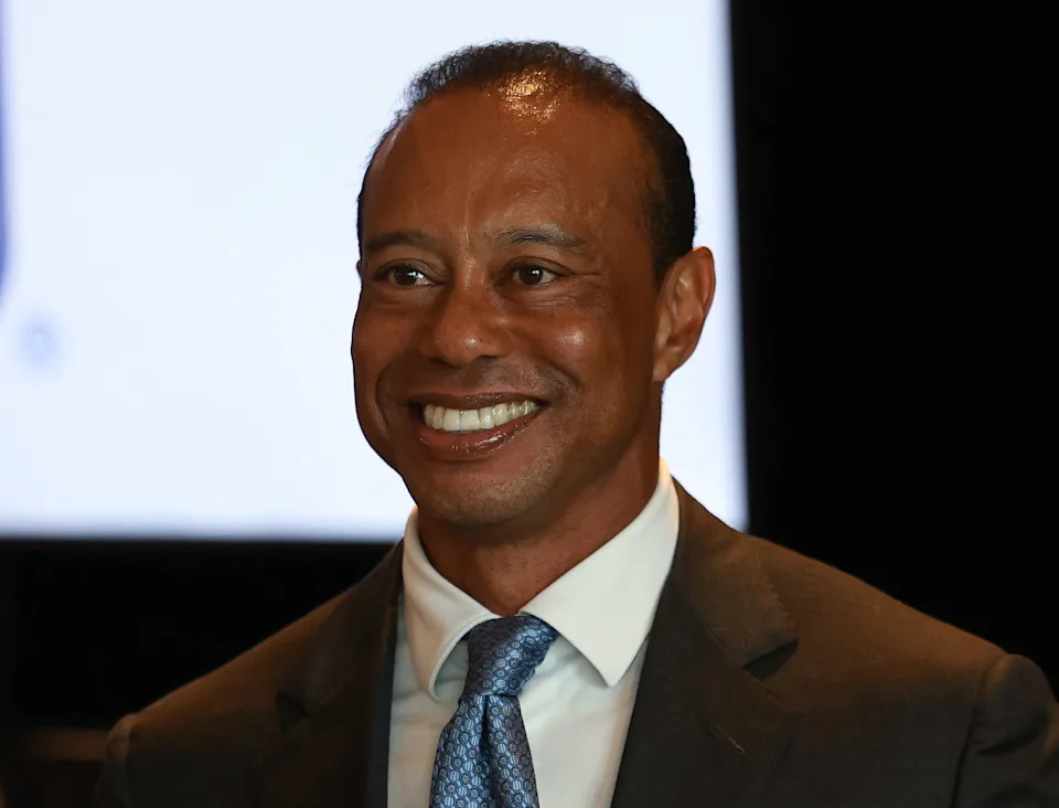 CROMWELL, CONNECTICUT - JUNE 23: Tiger Woods of the United States is pictured during a PGA Tour Press Conference prior to the Travelers Championship 2026 at TPC River Highlands on June 23, 2026 in Cromwell, Connecticut. (Photo by Andrew Redington/Getty Images)