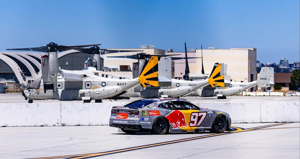 Shane van Gisbergen drives at Naval Base Coronado.