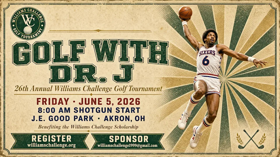 Basketball icon Julius "Dr. J" Erving is scheduled to participate in the Williams Challenge Golf Tournament on Friday, June 5, at Good Park in Akron, Ohio.