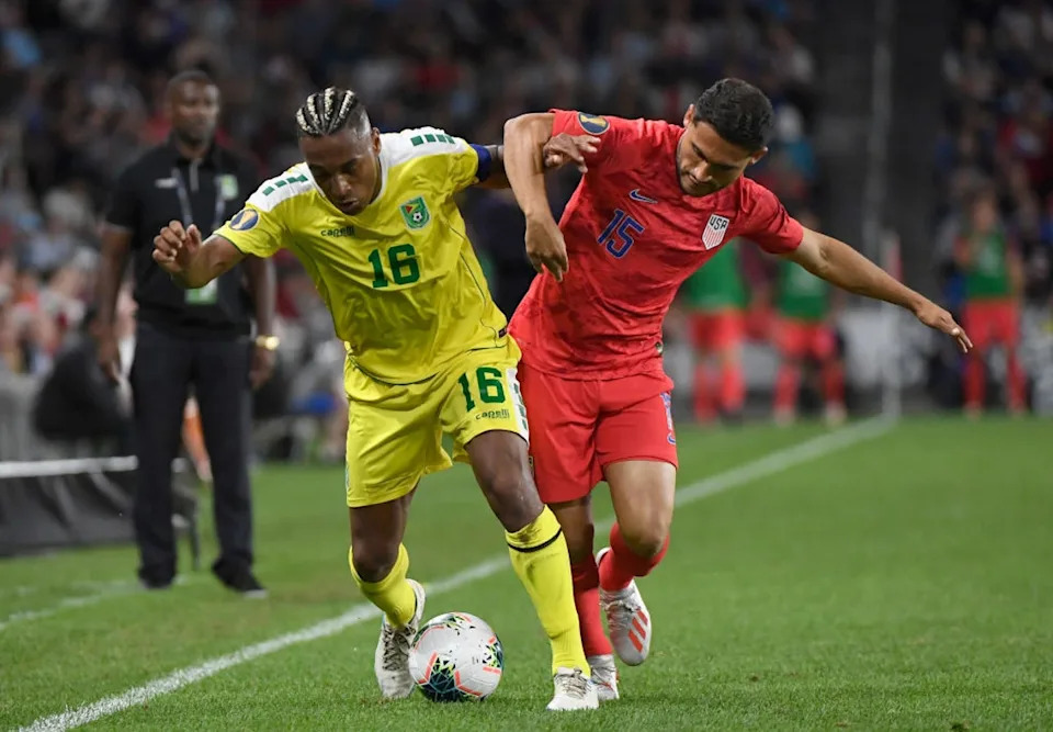 Neil Danns in action against the United States during Guyana’s only Gold Cup campaign in 2019 (Getty Images)