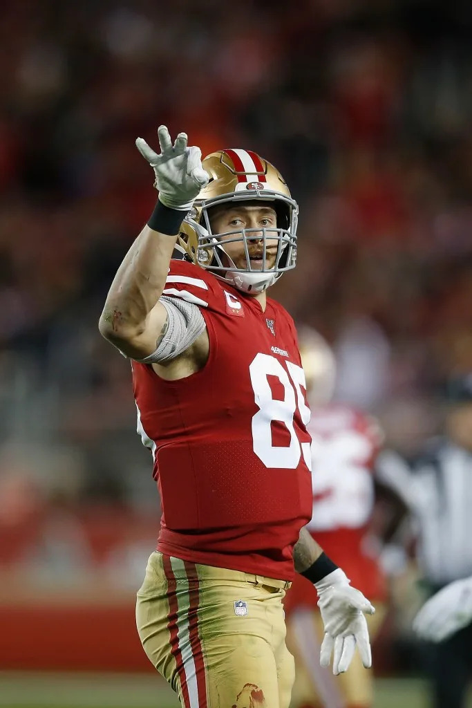 George Kittle commented on the drama between the 49ers and wide receiver Brandon Aiyuk. Getty Images