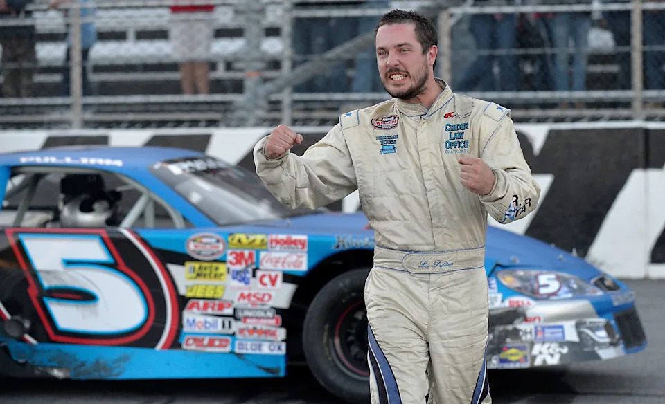 MARTINSVILLE, VA- OCTOBER 5: Lee Pulliam, #5, celebrates his win at the MDCU 300 at the Martinsville Speedway on October 5, 2014 in Martinsville, Virginia. (Photo by Sara D. Davis / NASCAR via Getty Images