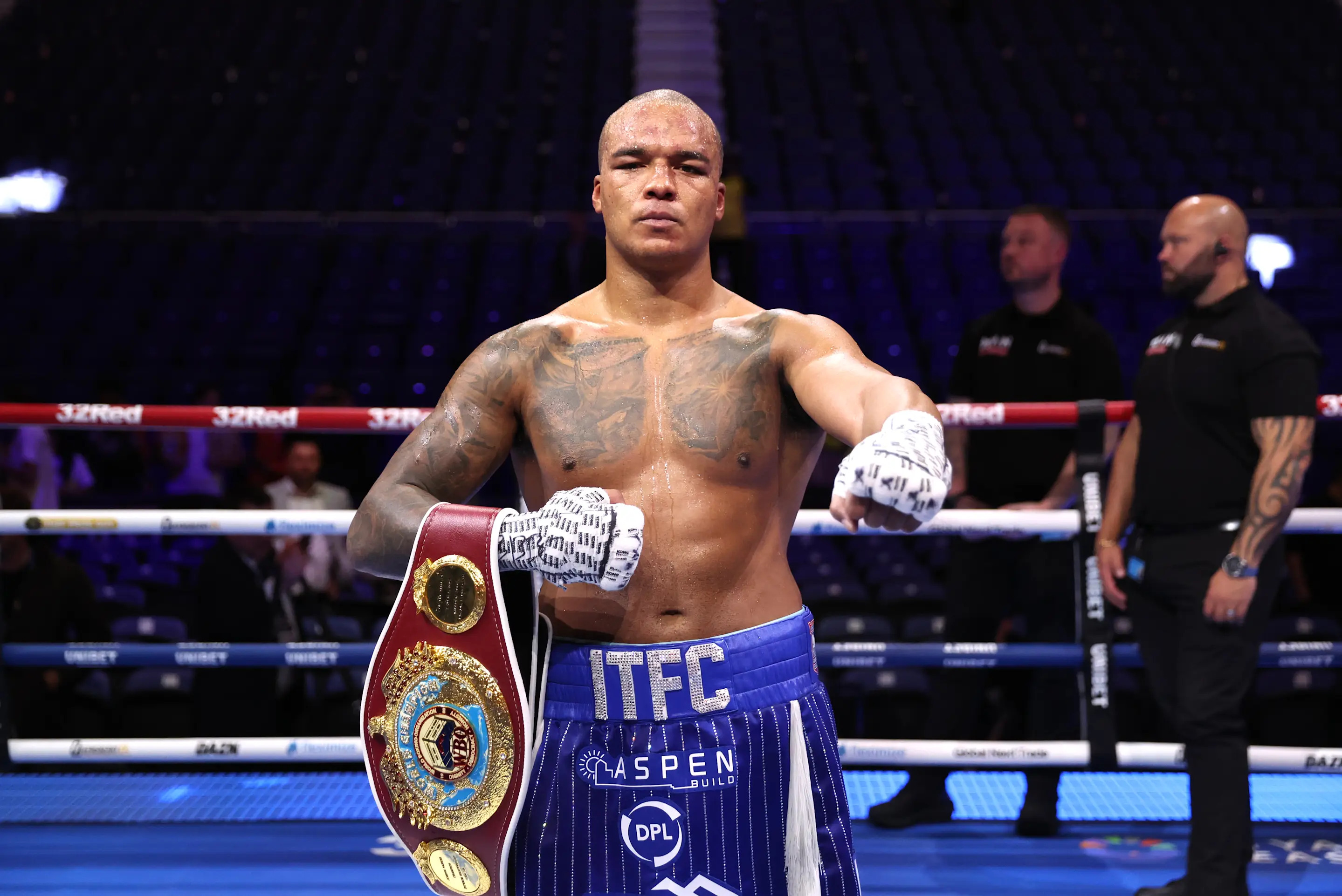 Fabio Wardley celebrates victory following the WBO World heavy weight championship bout against Joseph Parker (not pictured) at the O2 arena, London. Picture date: Saturday October 25, 2025. (Photo by Steven Paston/PA Images via Getty Images)
