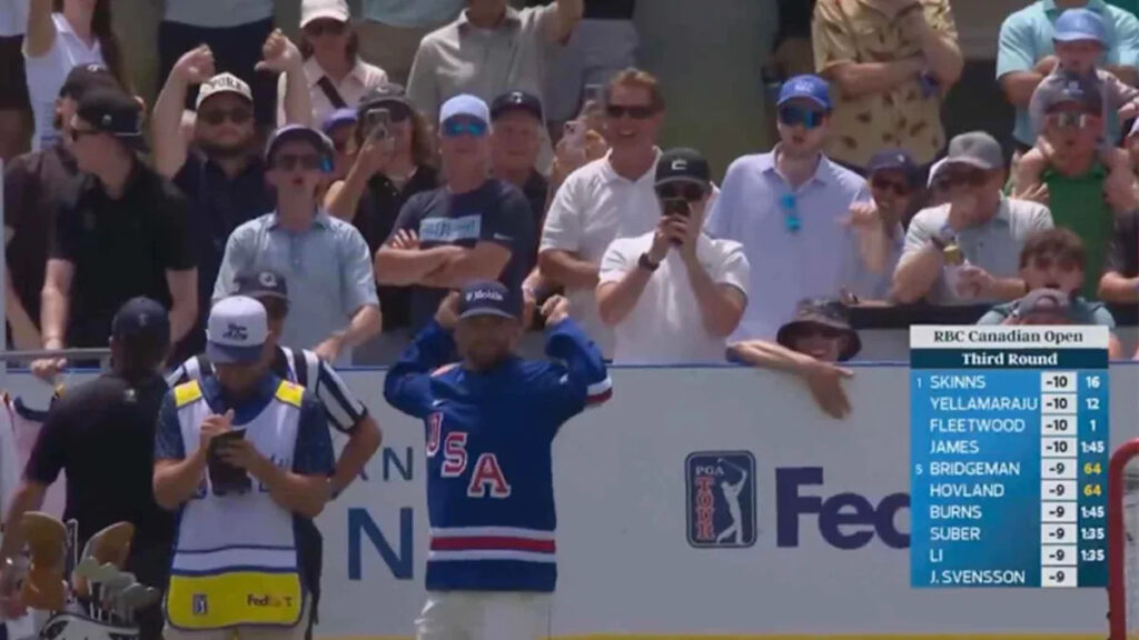 Wyndham Clark hilariously trolls Canadian fans with USA hockey jersey