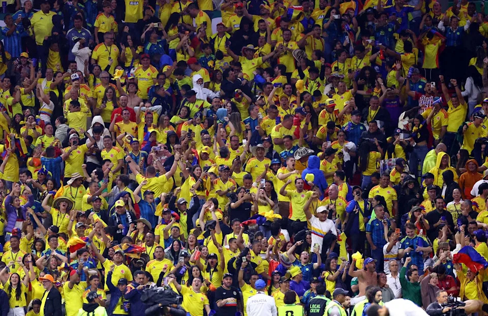 Colombia fans celebrate after the match (Reuters)