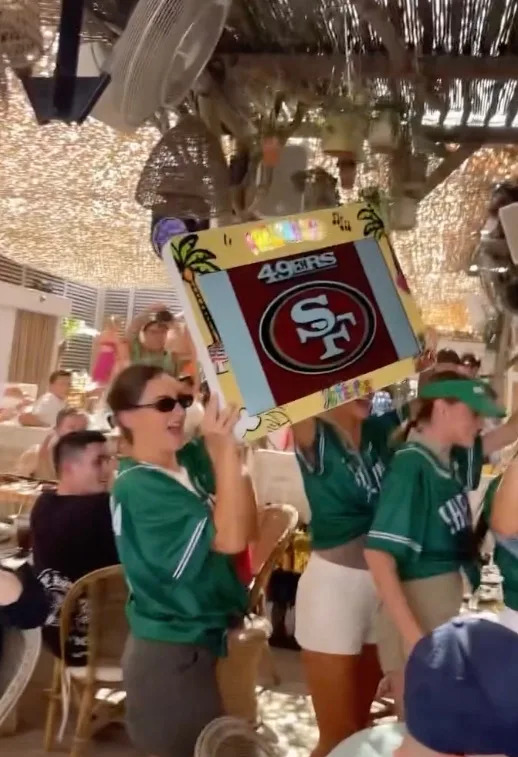 The 49ers sign that was presented to Rams coach Sean McVay in France. Instgram/blakecmccall