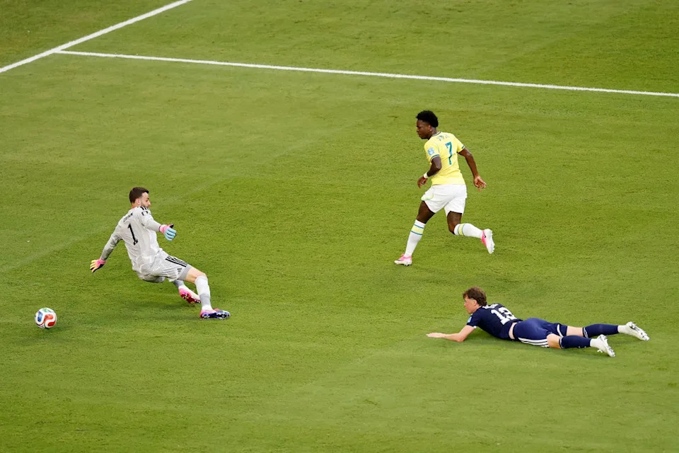Vini Jr finished smartly but saw the goal disallowed (Getty)