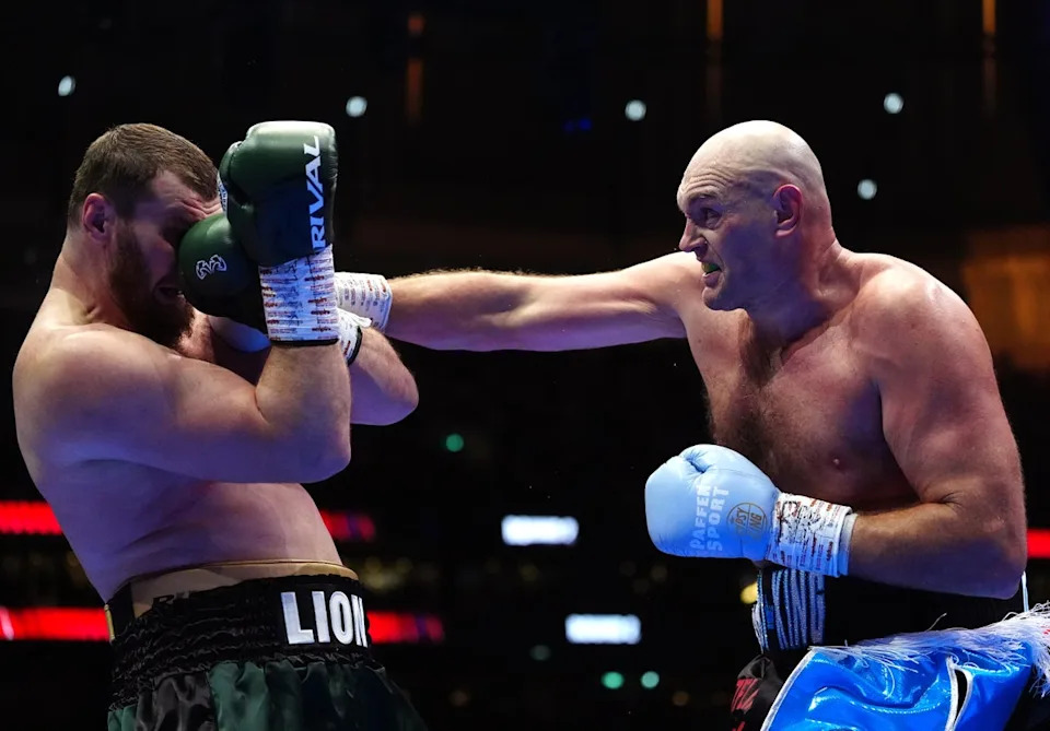 Tyson Fury (right) outpointed Arslanbek Makhmudov in April (PA Wire)