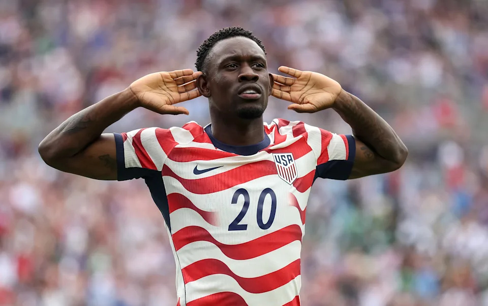 CHARLOTTE, NORTH CAROLINA - MAY 31: Folarin Balogun #20 of United States celebrates after scoring a goal during the second half of the international friendly match between United States and Senegal at Bank of America Stadium on May 31, 2026 in Charlotte, North Carolina. (Photo by Cory Knowlton/ISI Photos/ISI Photos via Getty Images)