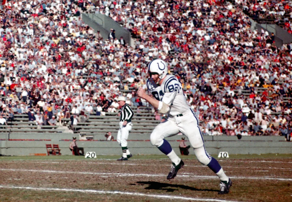 Unknown Date; Los Angeles, CA, USA; FILE PHOTO; Baltimore Colts receiver (82) RAYMOND BERRY in action against the Los Angeles Rams at Memorial Coliseum. Mandatory Credit: Photo By David Boss-USA TODAY Sports © Copyright David Boss