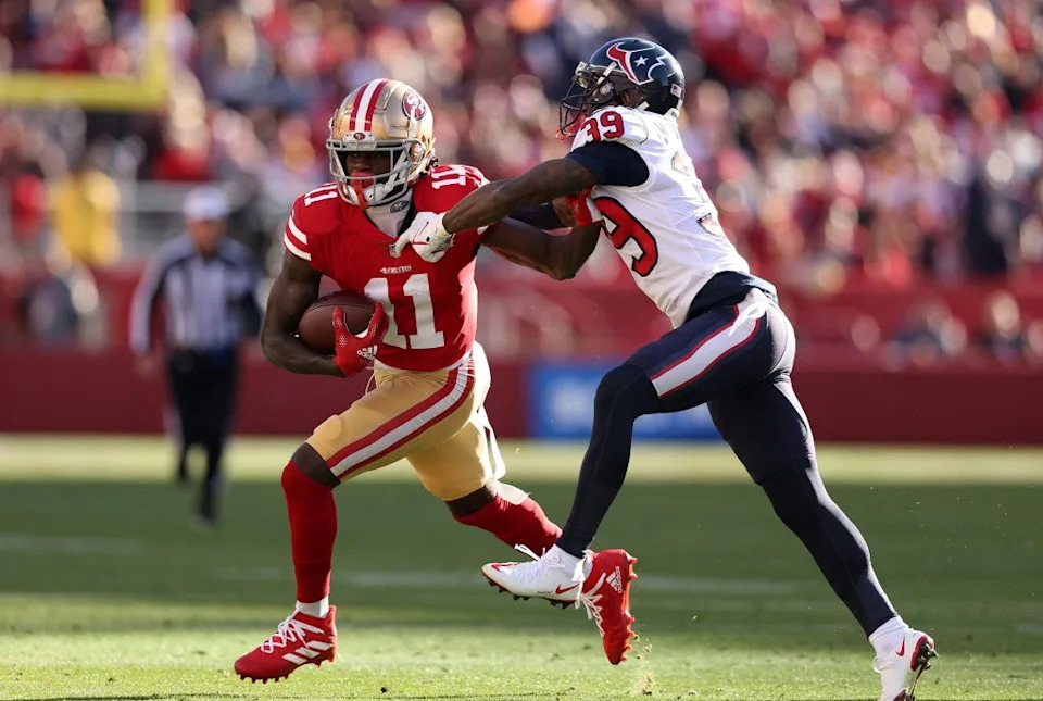 San Francisco 49ers wide receiver Brandon Aiyuk calls out his team and former agent in a cryptic Instagram Story post. Getty Images