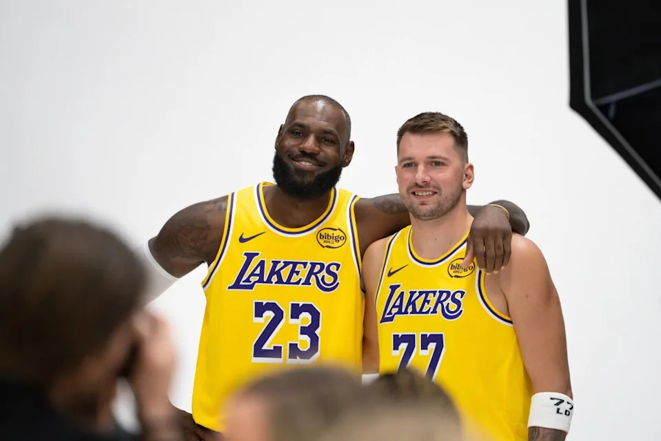 LeBron James and Luka Doncic have a great relationship on and off the court. AP