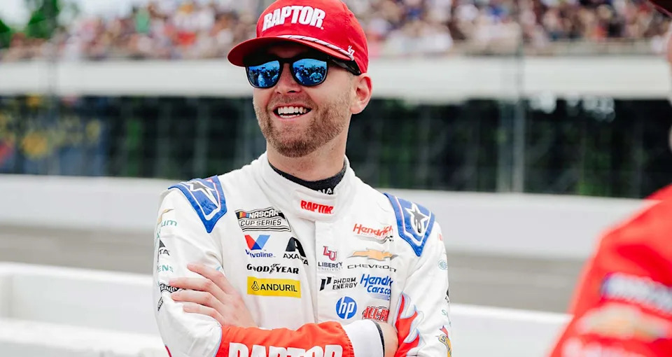 William Byron smiles on pit road at Pocono Raceway
