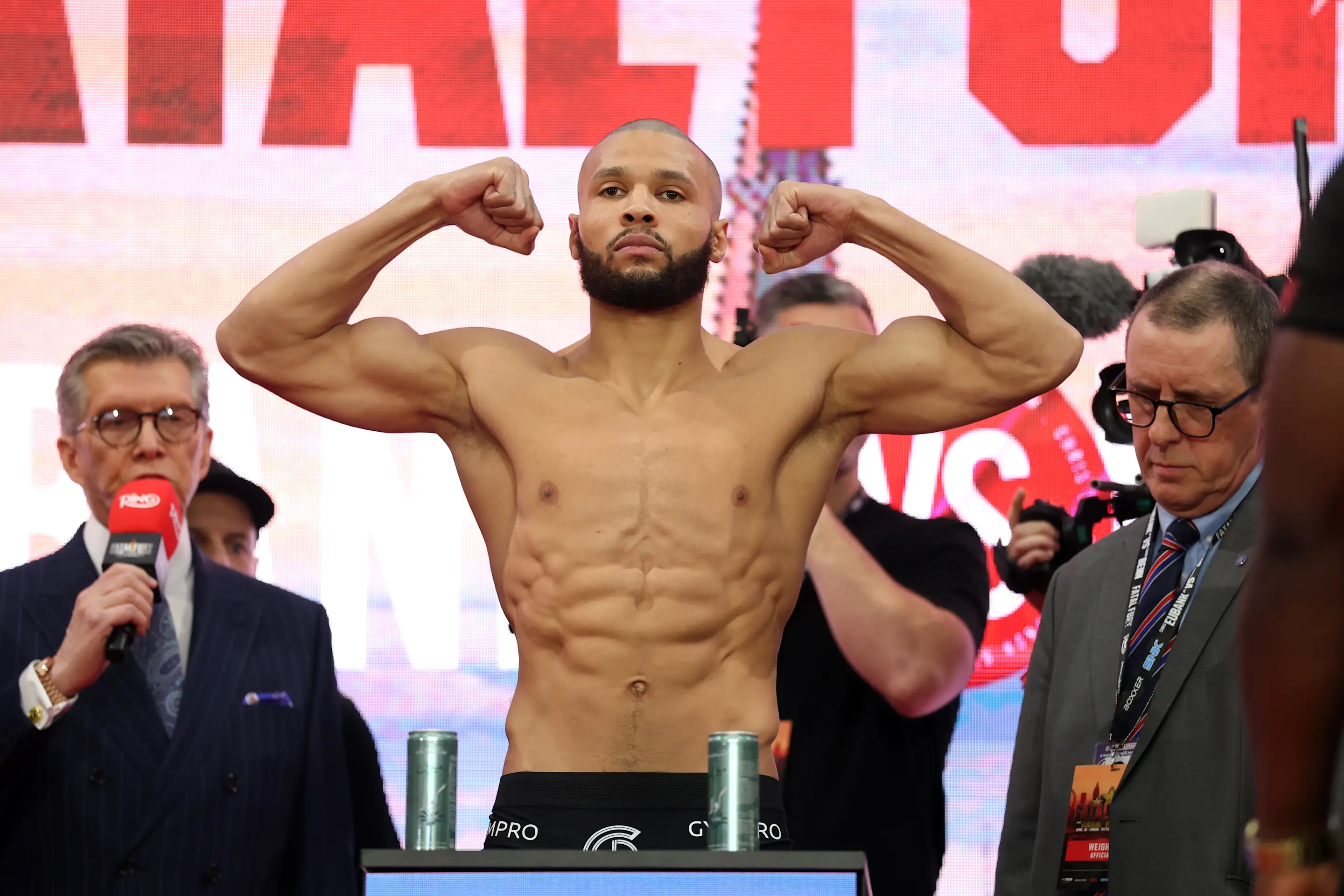 LONDON, ENGLAND - APRIL 25: Chris Eubank Jr poses for a photo during the weigh in event ahead of his Middleweight fight against Conor Benn  on the 'Fatal Fury: City of the Wolves' fight card at Business Design Center at on April 25, 2025 in London, England.  (Photo by Richard Pelham/Getty Images)