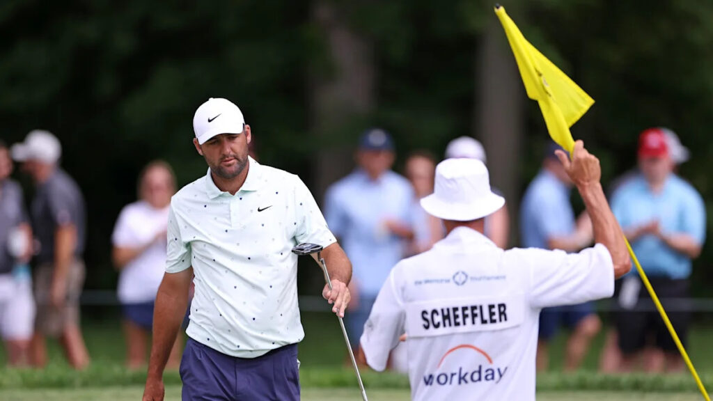 Scottie Scheffler turns shank into par save at Memorial