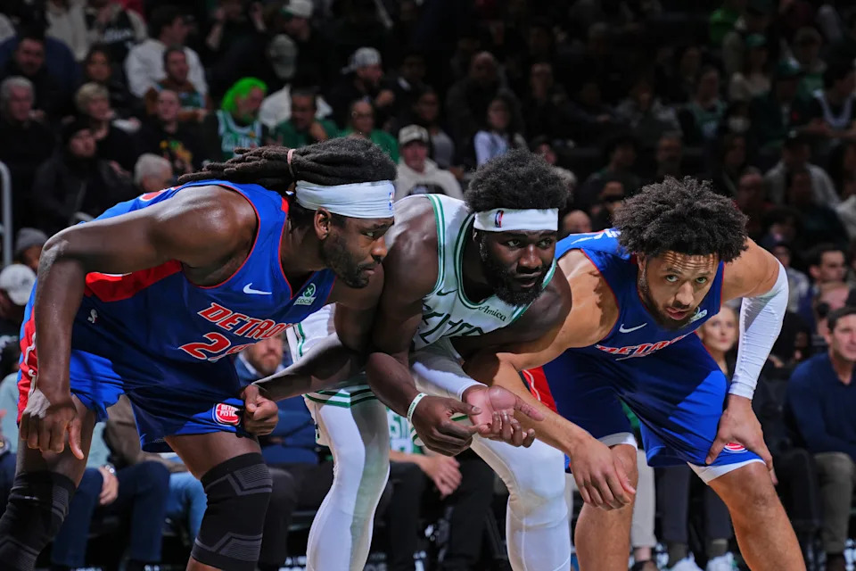 BOSTON, MA – DECEMBER 15: Isaiah Stewart #28, <a class="link " href="https://sports.yahoo.com/nba/players/6512/" data-i13n="sec:content-canvas;subsec:anchor_text;elm:context_link" data-ylk="slk:Cade Cunningham;sec:content-canvas;subsec:anchor_text;elm:context_link;itc:0" data-yga="{"yLinkElement":"context_link","yModuleName":"content-canvas","yLinkText":"Cade Cunningham","ySubModuleName":"anchor_text","yHasCommerce":false}">Cade Cunningham</a> #2 of the <a class="link " href="https://sports.yahoo.com/nba/teams/detroit/" data-i13n="sec:content-canvas;subsec:anchor_text;elm:context_link" data-ylk="slk:Detroit Pistons;sec:content-canvas;subsec:anchor_text;elm:context_link;itc:0" data-yga="{"yLinkElement":"context_link","yModuleName":"content-canvas","yLinkText":"Detroit Pistons","ySubModuleName":"anchor_text","yHasCommerce":false}">Detroit Pistons</a> and Neemias Queta #88 of the Boston Celtics waits for the rebound during the game on December 15, 2025 at TD Garden in <a class="link " href="https://sports.yahoo.com/nba/teams/boston/" data-i13n="sec:content-canvas;subsec:anchor_text;elm:context_link" data-ylk="slk:Boston;sec:content-canvas;subsec:anchor_text;elm:context_link;itc:0" data-yga="{"yLinkElement":"context_link","yModuleName":"content-canvas","yLinkText":"Boston","ySubModuleName":"anchor_text","yHasCommerce":false}">Boston</a>, Massachusetts. NOTE TO USER: User expressly acknowledges and agrees that, by downloading and/or using this Photograph, user is consenting to the terms and conditions of the Getty Images License Agreement. Mandatory Copyright Notice: Copyright 2025 NBAE (Photo by Brian Babineau/NBAE via Getty Images) | NBAE via Getty Images
