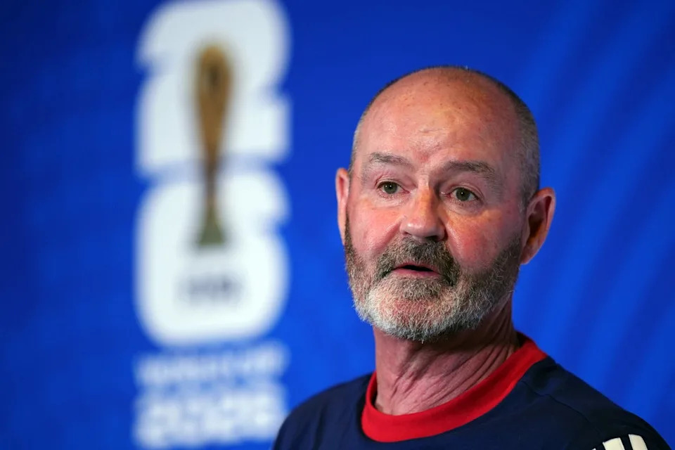 Scotland manager Steve Clarke during a press conference at the Boston Stadium in Foxborough (PA)