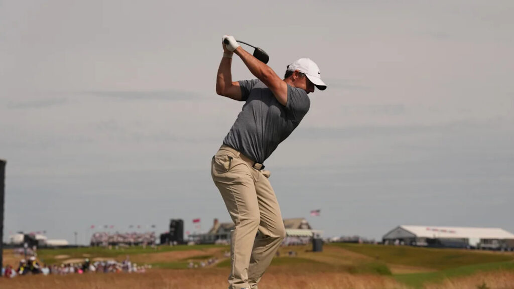 Rory McIlroy runs into Nick Faldo during Birkdale scouting trip