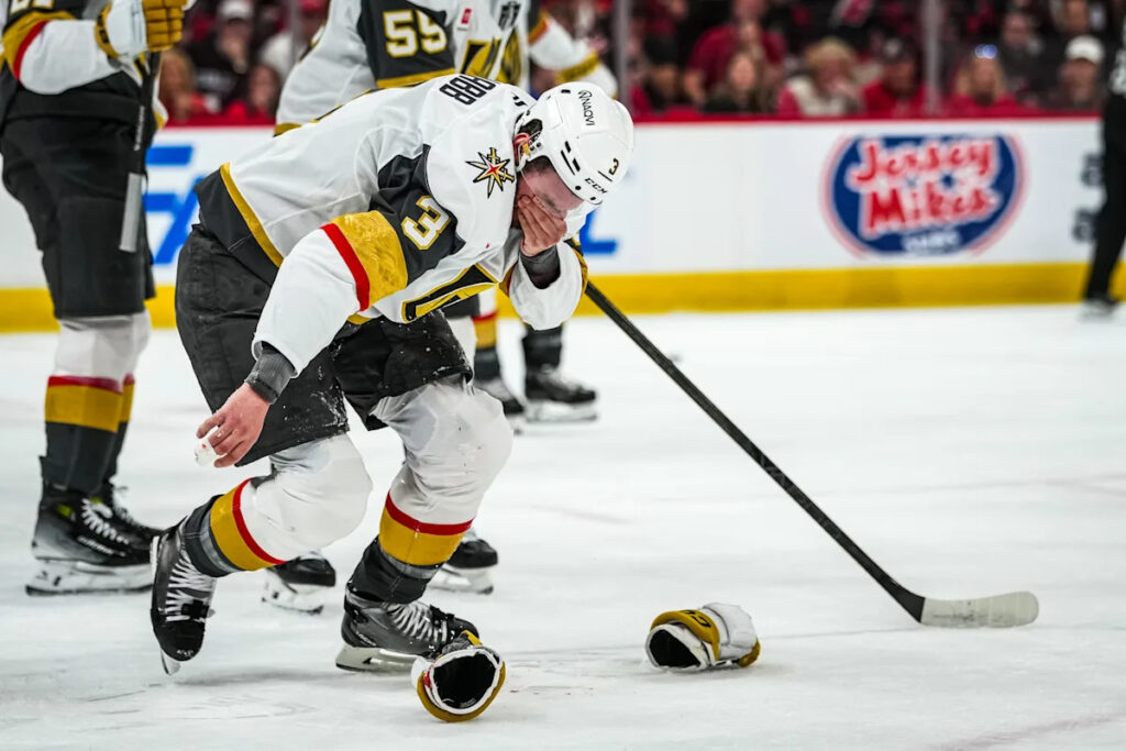 Stanley Cup Final: Golden Knights’ Brayden McNabb taken to hospital after being hit in face with puck during Game 2