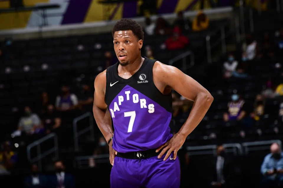 Kyle Lowry looks on during the Raptors’ win over the <a class="link " href="https://sports.yahoo.com/nba/teams/la-lakers/" data-i13n="sec:content-canvas;subsec:anchor_text;elm:context_link" data-ylk="slk:Lakers;sec:content-canvas;subsec:anchor_text;elm:context_link;itc:0" data-yga="{"yLinkElement":"context_link","yModuleName":"content-canvas","yLinkText":"Lakers","ySubModuleName":"anchor_text","yHasCommerce":false}">Lakers</a> on May 2, 2021 at Staples Center in <a class="link " href="https://sports.yahoo.com/nba/teams/la-clippers/" data-i13n="sec:content-canvas;subsec:anchor_text;elm:context_link" data-ylk="slk:Los Angeles;sec:content-canvas;subsec:anchor_text;elm:context_link;itc:0" data-yga="{"yLinkElement":"context_link","yModuleName":"content-canvas","yLinkText":"Los Angeles","ySubModuleName":"anchor_text","yHasCommerce":false}">Los Angeles</a>. NBAE via Getty Images