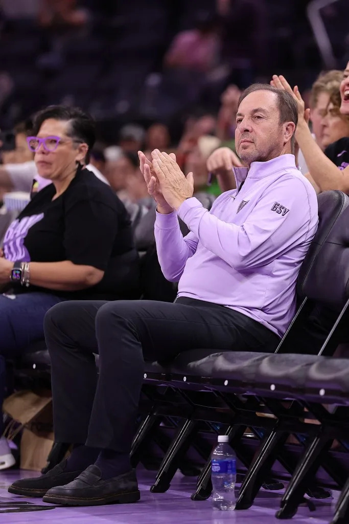 Golden State Valkyries and Golden State Warriors owner Joe Lacob claps during the third quarter against the Washington Mystics IMAGN IMAGES via Reuters Connect
