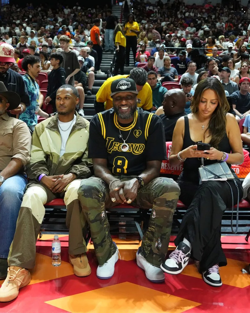 Lamar seen at a game between the Los Angeles Lakers and <a class="link " href="https://sports.yahoo.com/nba/teams/golden-state/" data-i13n="sec:content-canvas;subsec:anchor_text;elm:context_link" data-ylk="slk:Golden State Warriors;sec:content-canvas;subsec:anchor_text;elm:context_link;itc:0" data-yga="{"yLinkElement":"context_link","yModuleName":"content-canvas","yLinkText":"Golden State Warriors","ySubModuleName":"anchor_text","yHasCommerce":false}">Golden State Warriors</a> at the 2026 Las Vegas Summer League Semifinals this month. NBAE via Getty Images