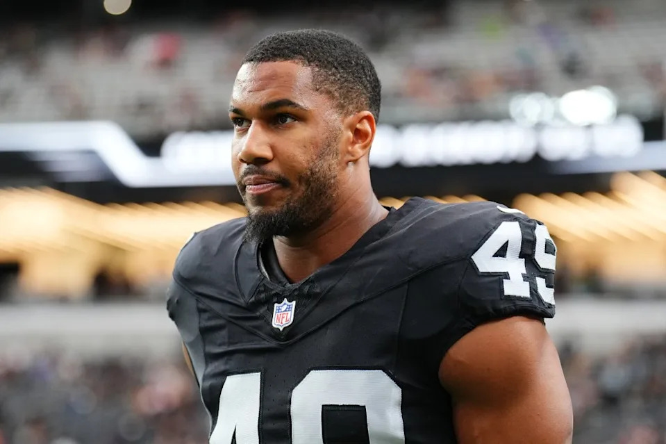 Charles Snowden before a 2025 NFL game with the Raiders. Getty Images