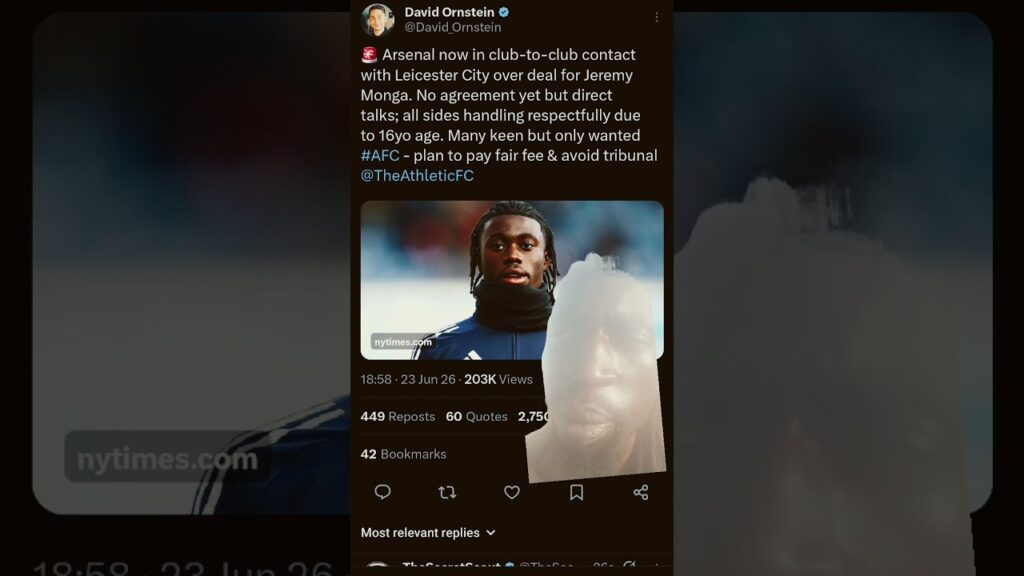 DAVID ORNSTEIN BOMBA!!! JEREMY MONGA NEWS #premierleague #football #footballshorts #arsenal #afc