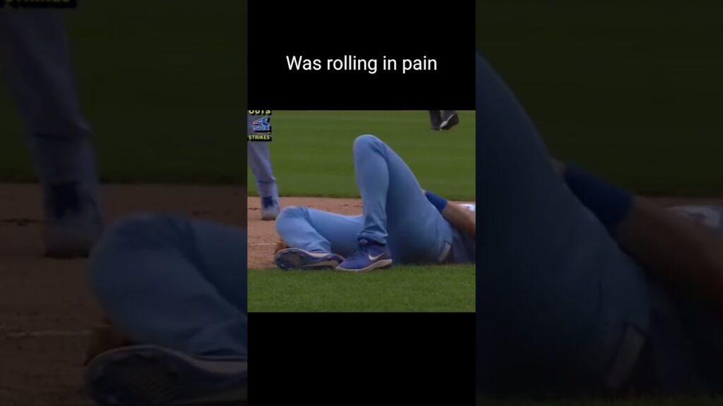 Daniel Lynch throws ball at his teammate Nick Loftin’s sensitive area at third base #mlb #baseball