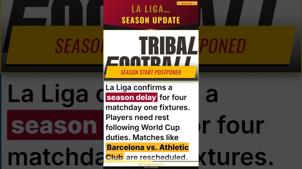 La Liga Season Update: Four Opening Matchday Fixtures Officially Delayed After World Cup Fatigue