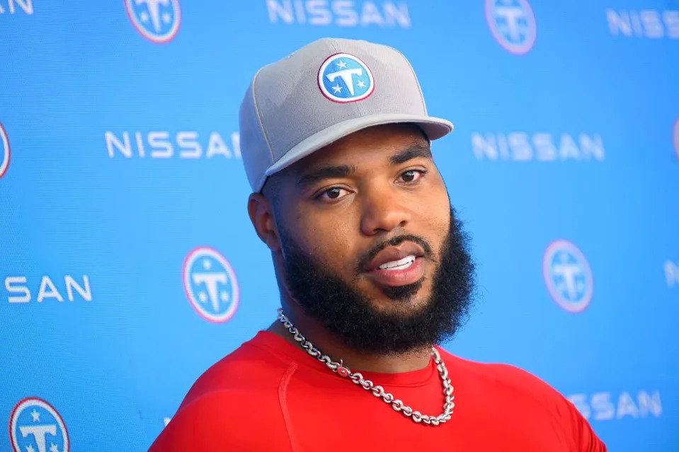 <a class="link " href="https://sports.yahoo.com/nfl/teams/tennessee/" data-i13n="sec:content-canvas;subsec:anchor_text;elm:context_link" data-ylk="slk:Tennessee Titans;sec:content-canvas;subsec:anchor_text;elm:context_link;itc:0" data-yga="{"yLinkElement":"context_link","yModuleName":"content-canvas","yLinkText":"Tennessee Titans","ySubModuleName":"anchor_text","yHasCommerce":false}">Tennessee Titans</a> defensive tackle Jeffery Simmons speaks to the media after NFL football practice, Wednesday, June 17, 2026, in Nashville, Tenn. AP Photo/John Amis