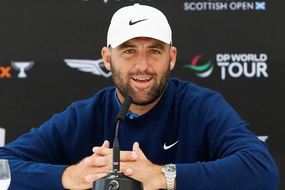 Scottie Scheffler speaking with press ahead of the 2026 Genesis Scottish OpenCredit: Ross Parker/Getty