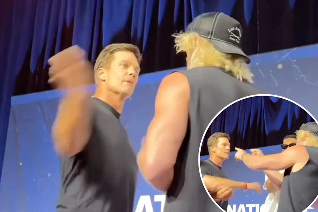Tom Brady slaps ‘dork’ Logan Paul as Karl-Anthony Towns intervenes during wild Fanatics Fest moment
