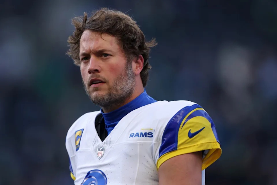 Matt Stafford’s NFL tenure might end sooner rather than later due to lingering injuries and missing out on quality family time. <a class="link " href="https://sports.yahoo.com/nfl/teams/la-chargers/" data-i13n="sec:content-canvas;subsec:anchor_text;elm:context_link" data-ylk="slk:Los Angeles;sec:content-canvas;subsec:anchor_text;elm:context_link;itc:0" data-yga="{"yLinkElement":"context_link","yModuleName":"content-canvas","yLinkText":"Los Angeles","ySubModuleName":"anchor_text","yHasCommerce":false}">Los Angeles</a> Times via Getty Images
