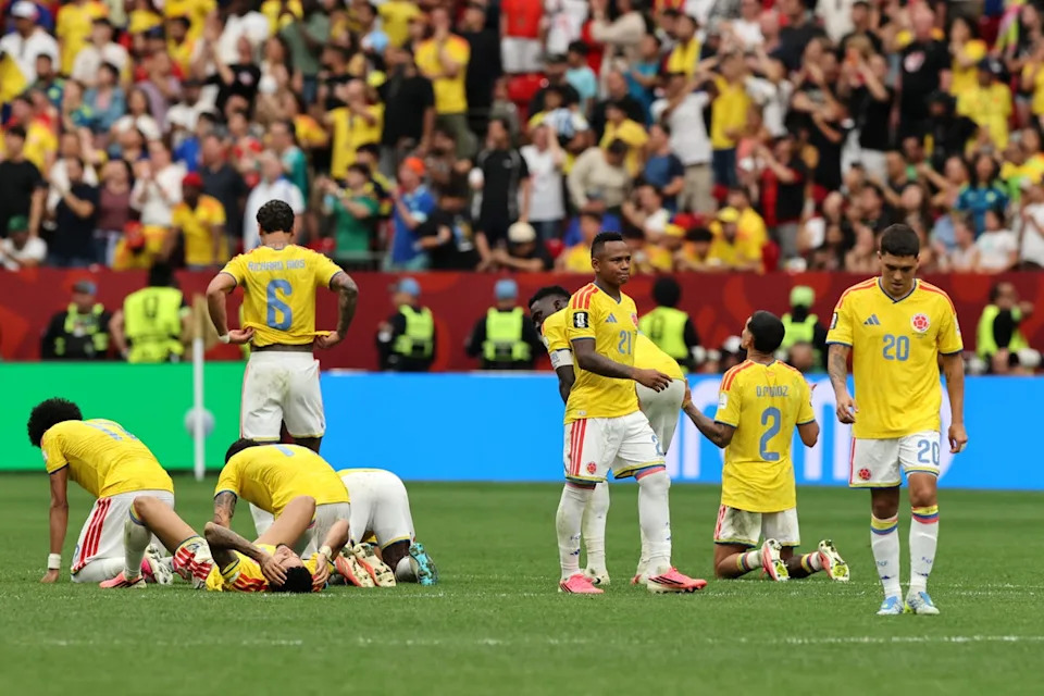 Colombia collapse in dejection after defeat (Getty)