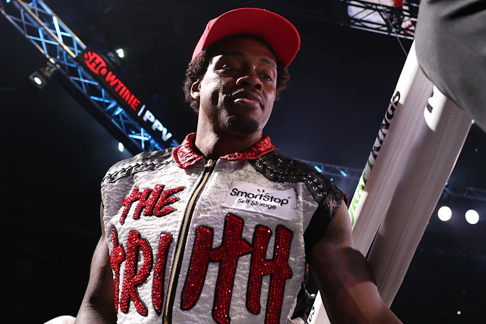 LAS VEGAS, NEVADA - JULY 29: Errol Spence Jr. steps into the ring prior to the fight against Terence Crawford in the World Welterweight Championship bout at T-Mobile Arena on July 29, 2023 in Las Vegas, Nevada. (Photo by Al Bello/Getty Images)