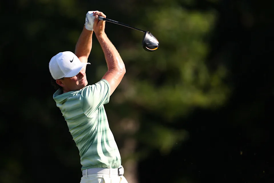 Luke Clanton of the United States plays his shot from the 13th tee during the first round of the John Deere Classic 2026 at TPC Deere Run on July 02, 2026 in Silvis, Illinois.