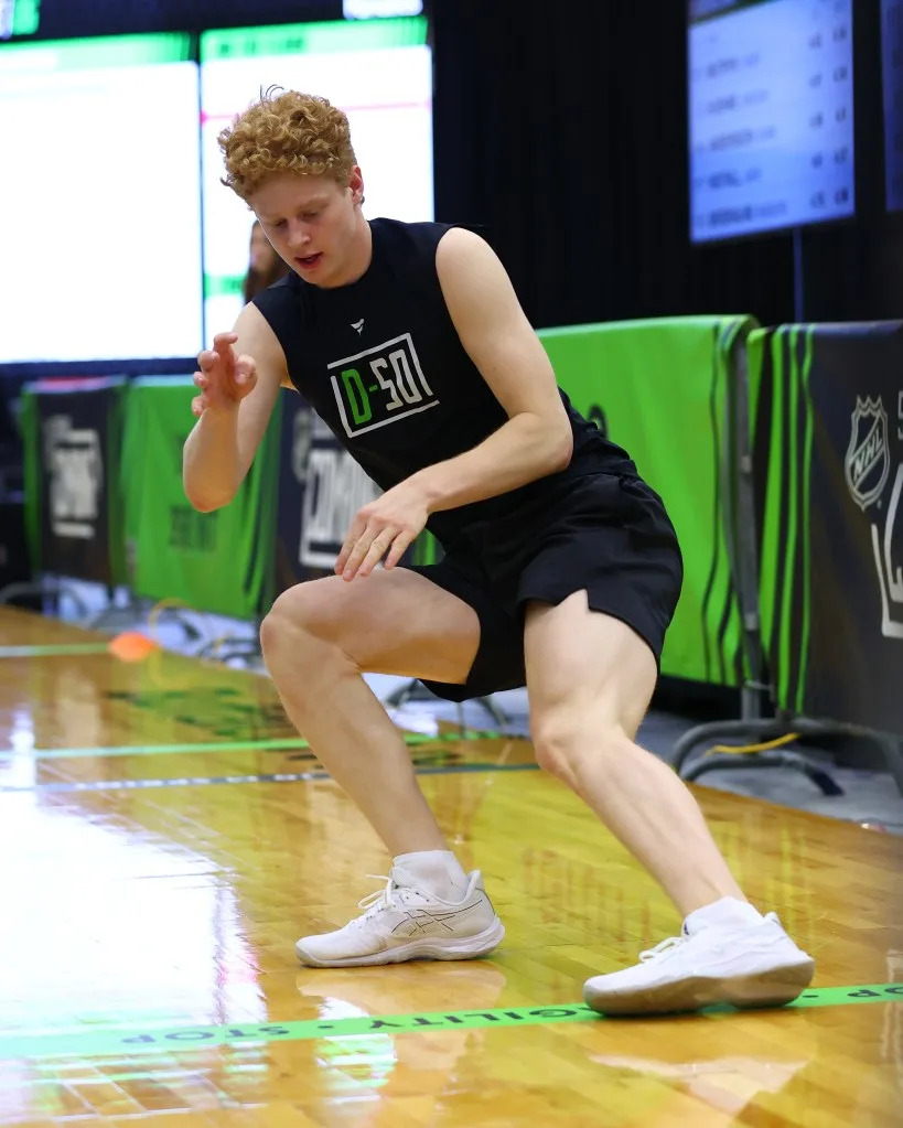 Malte Gustafsson is pictured at the NHL Scouting Combine June 6. NHLI via Getty Images