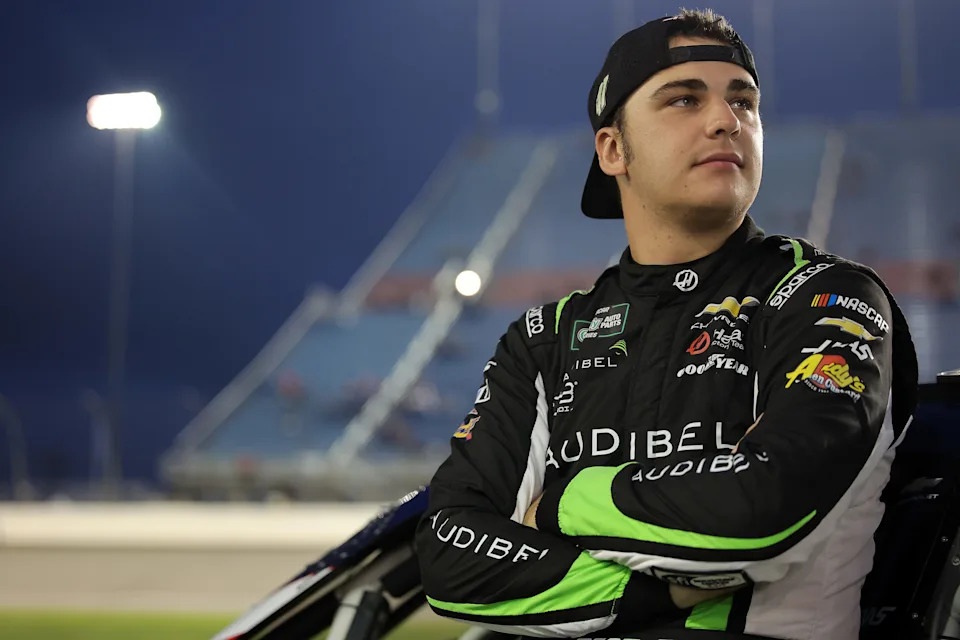 JOLIET, ILLINOIS - JULY 04: Sam Mayer, driver of the #41 Audibel Hear Better Connect Better Chevrolet, looks on prior to the NASCAR O'Reilly Auto Parts Series Cuervo 300 at Chicagoland Speedway on July 04, 2026 in Joliet, Illinois. (Photo by Jonathan Bachman/Getty Images)