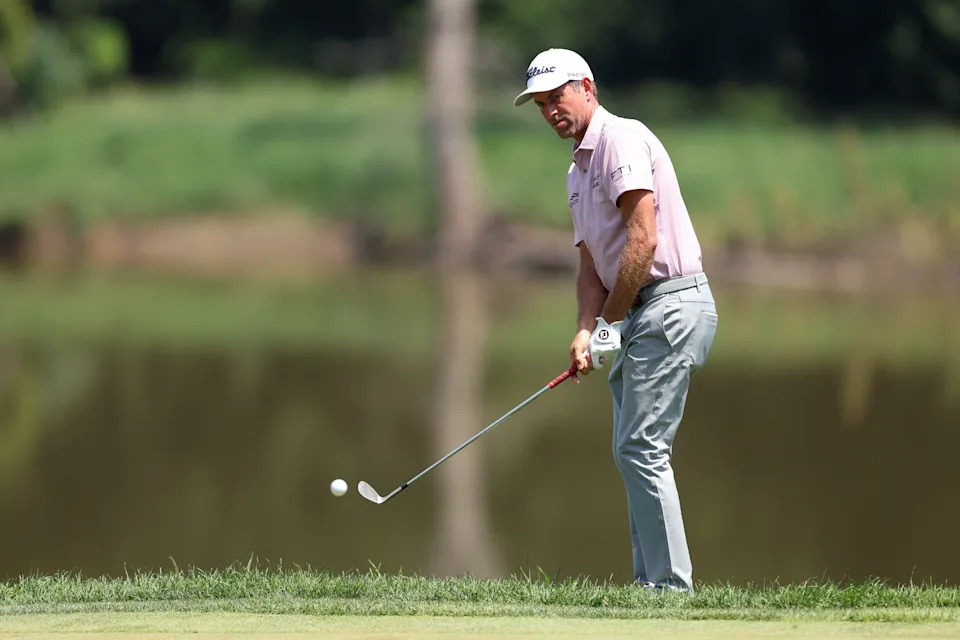 Webb Simpson of the United States plays a shot on the 16th hole during the second round of the John Deere Classic 2026 at TPC Deere Run on July 03, 2026 in Silvis, Illinois.