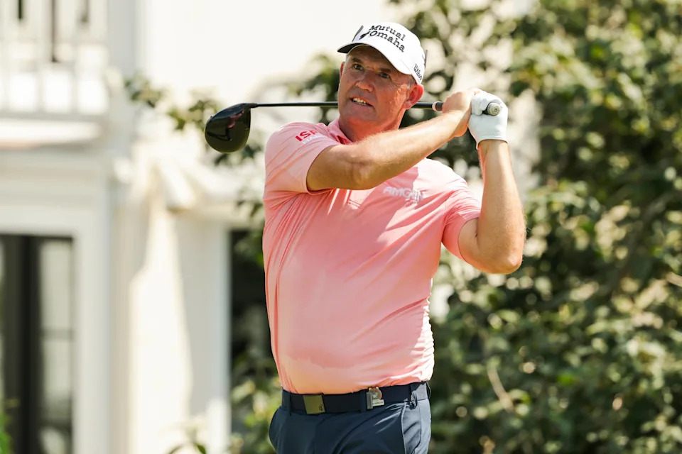 Padraig Harrington tees off from the second hole during the second round of the 2026 U.S. Senior Open at Scioto Country Club in Columbus, Ohio on Friday, July 3, 2026. (Jeff Haynes/USGA)