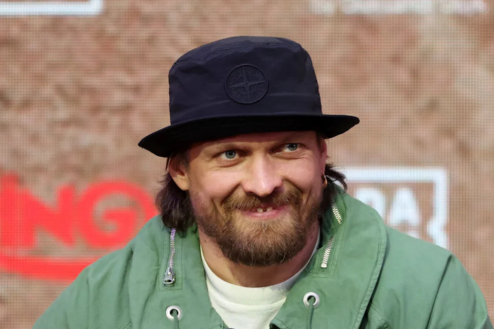 LONDON, ENGLAND - APRIL 14: Oleksandr Usyk speaks to the media ahead of his Heavyweight fight against Rico Verhoeven during the Glory In Giza launch press conference at The Pelligon on April 14, 2026 in London, England. (Photo by Richard Pelham/Getty Images)
