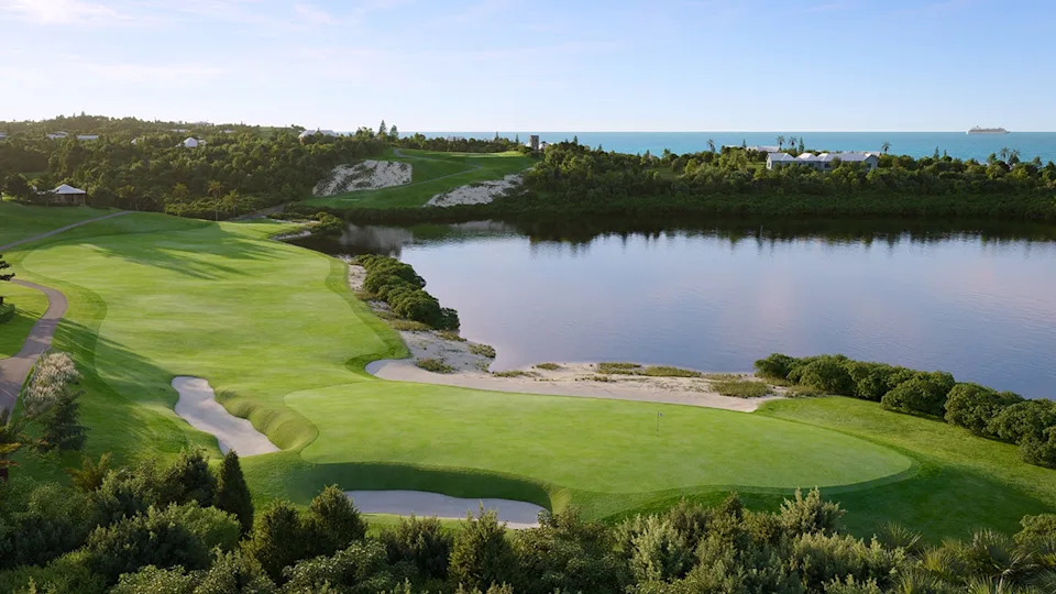 A computer-generated image shows how No. 5, a Cape Hole, will look after being restored by Gil Hanse at Mid Ocean Club in Bermuda.