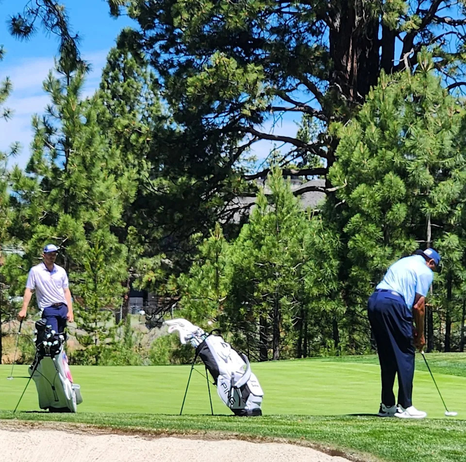 Charles Barkley on No. 16 Saturday at the American Century Championship celebrity golf tournament at Edgewood Tahoe