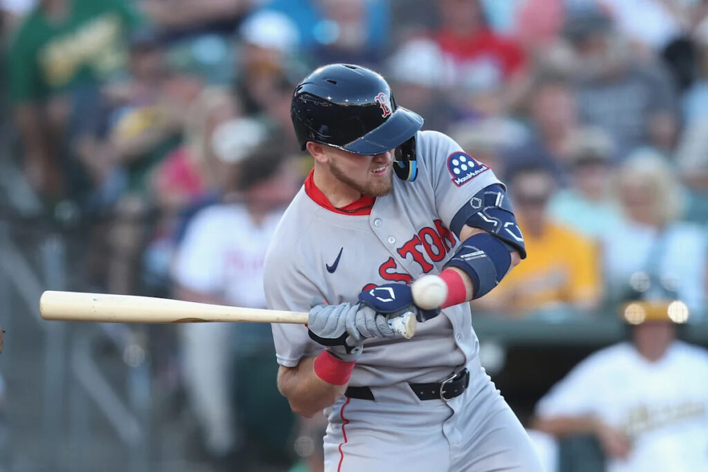 Curtis Mead exits Red Sox debut after being hit by pitch