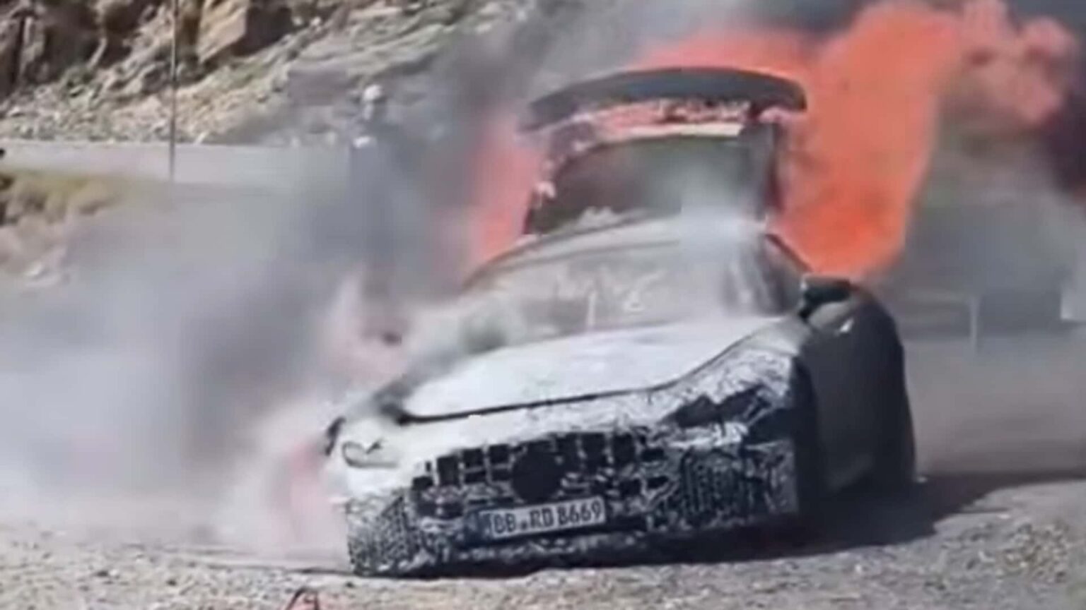 A Mercedes-AMG GT Prototype Burned To The Ground While Testing: Video