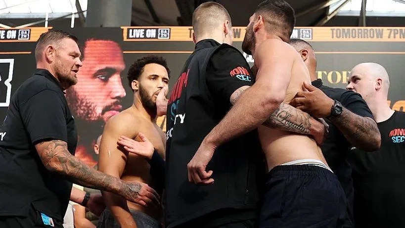 Hrgovic slaps Itauma after being pushed off stage Hrgovic slaps Itauma after being pushed off stage