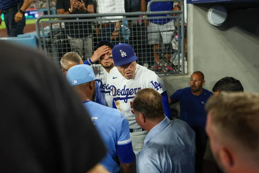 Dodgers’ Freddie Freeman appears to avoid serious injury in fall down dugout steps Dodgers’ Freddie Freeman appears to avoid serious injury in fall down dugout steps
